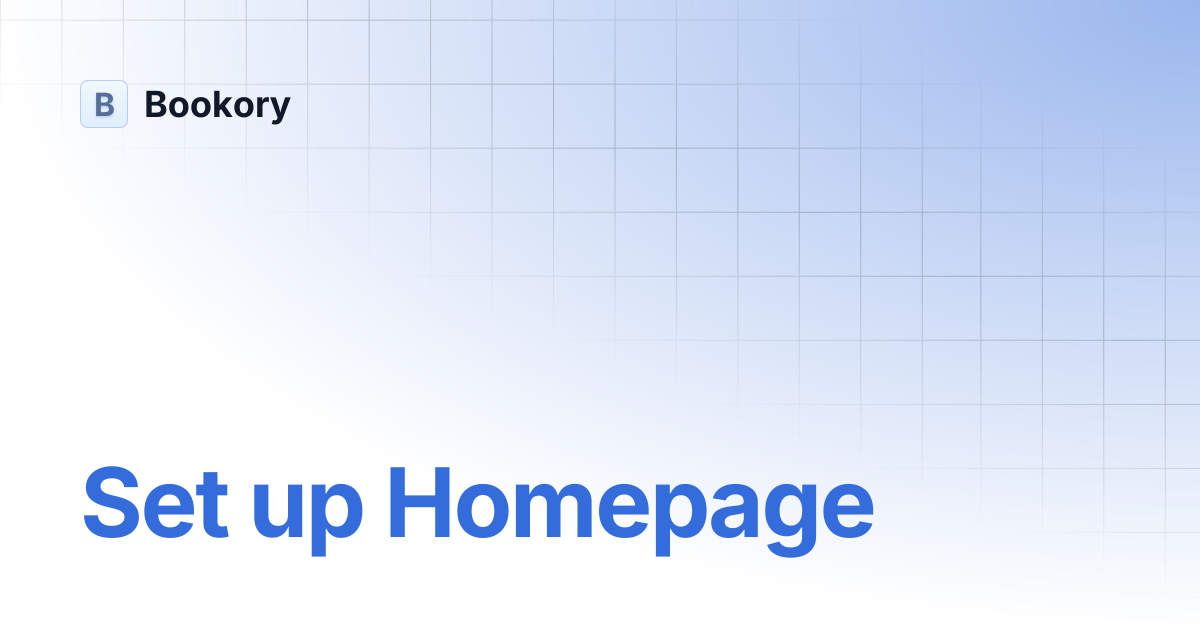 Set up Homepage | Bookory