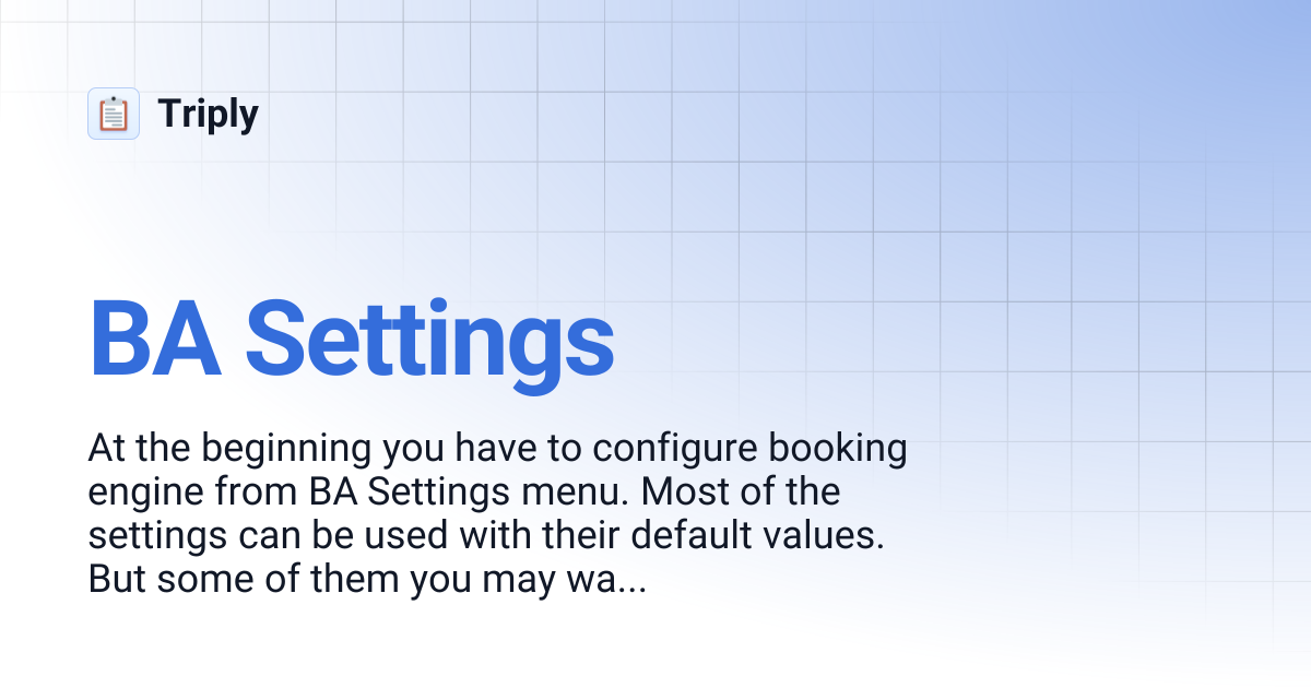 BA Settings | Triply